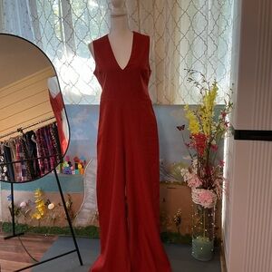 Elegant Sleeveless Rust Jumpsuit